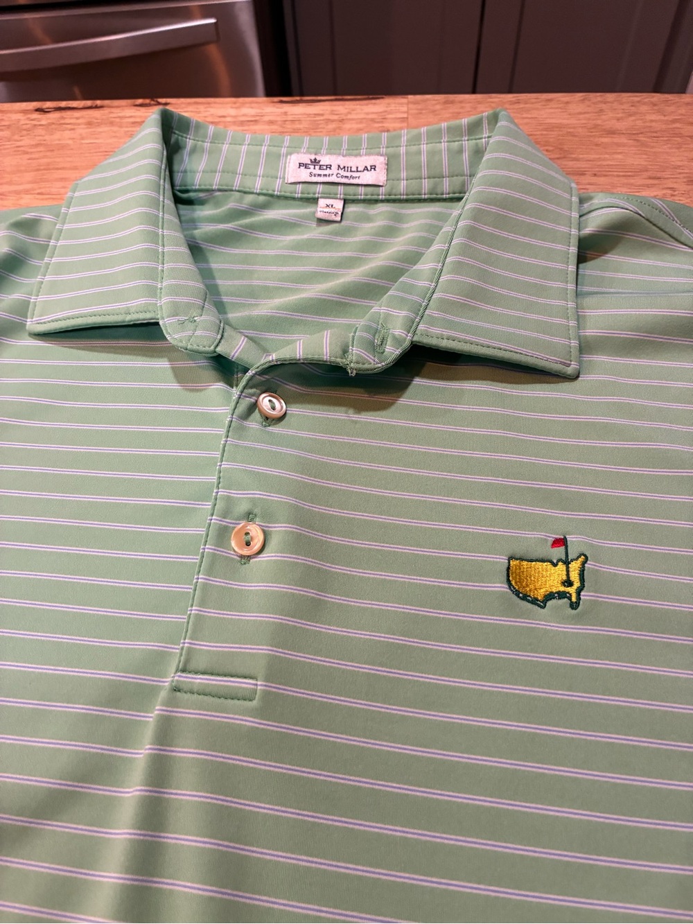 Peter Millar MASTERS AUGUSTA Golf Polo Shirt -XL- Green Striped  Summer Comfort